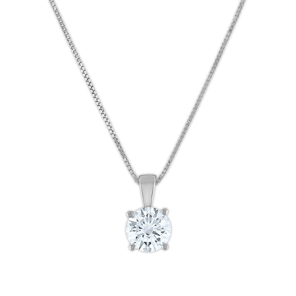 EcoLove 1 CTW Lab Grown Diamond Solitaire Plus 18" Pendant in 14KT White Gold