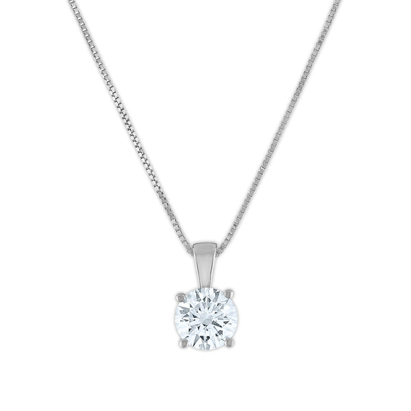 EcoLove 1 CTW Lab Grown Diamond Solitaire Plus 18" Pendant in 14KT White Gold