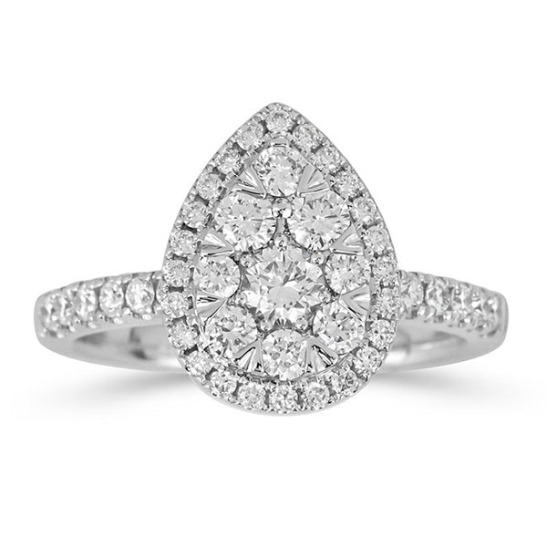 EcoLove 1 CTW Lab Grown Diamond Cluster Engagement Ring in 10KT White Gold