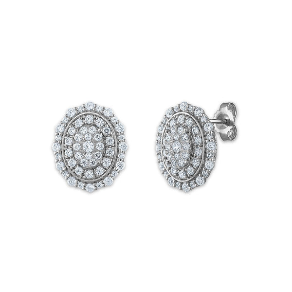 1 CTW Lab Grown Diamond Halo Stud Earrings in 10KT White Gold