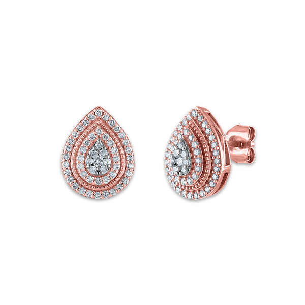 Red Hot Deal 1/2 CTW Diamond Cluster Stud Earrings in 10KT Rose Gold