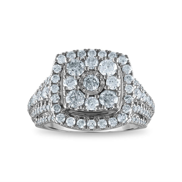 Red Hot Deal 2 CTW Diamond Cluster Engagement Ring in 10KT White Gold