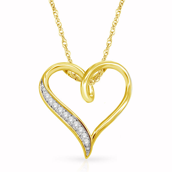 1/10 CTW Diamond Heart Pendant in Gold Plated Sterling Silver