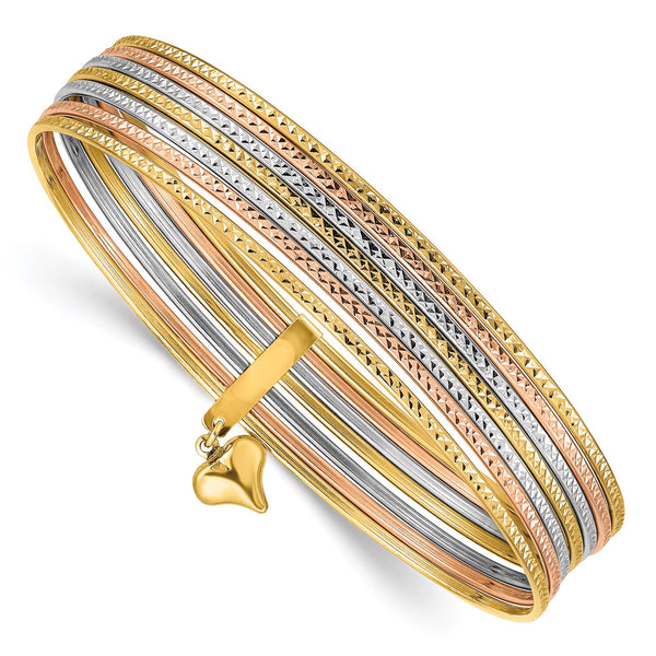 14KT Gold Tri-Color 8" 1MM Bangle Seminario Bracelet