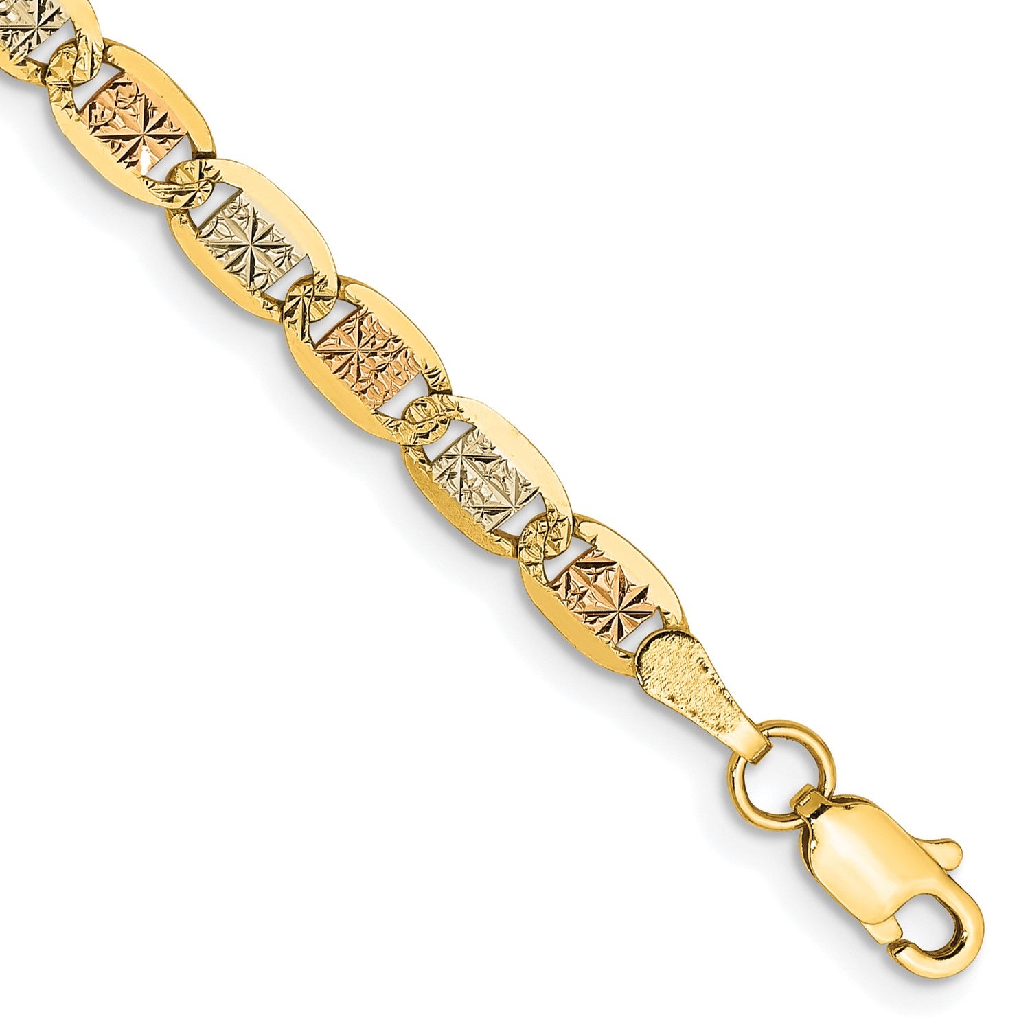 14KT Gold Tri-Color 8-inch 3.8MM Valentino Bracelet