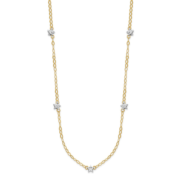 14KT Gold Two-Tone 16"+2" Adjustable Stars Necklace