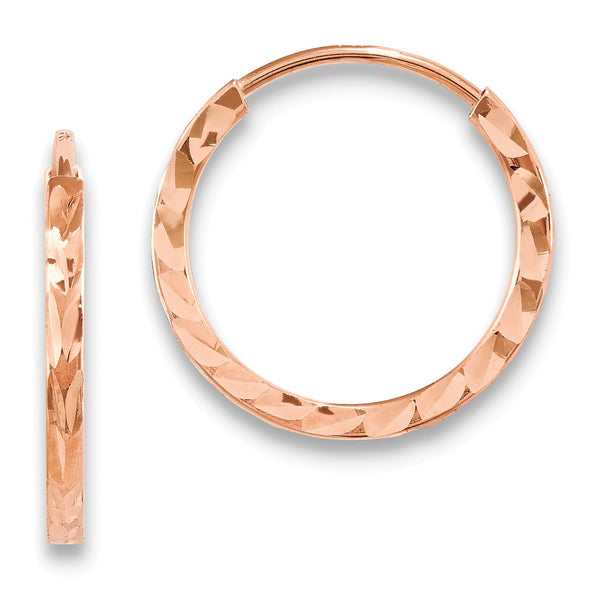 14KT Rose Gold 15X1.5MM Diamond-cut Endless Hoop Earrings