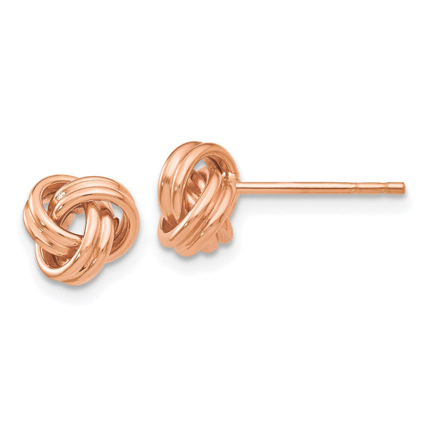14KT Rose Gold 7MM Love Knot Earrings