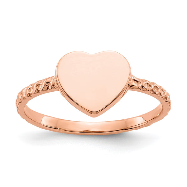 14KT Rose Gold Heart Ring; Size 7