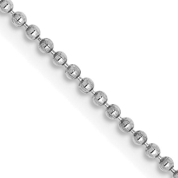 14KT White Gold 14" 1.2MM Diamond-cut Lobster Clasp Beaded Chain