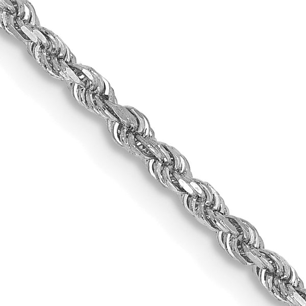 14KT White Gold 14" 1.75MM Diamond-cut Lobster Clasp Rope Chain