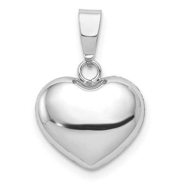 14KT White Gold 15X12MM Heart Pendant-Chain Not Included