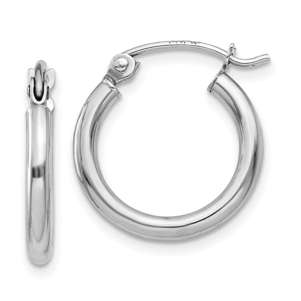 14KT White Gold 15X2MM Hoop Earrings