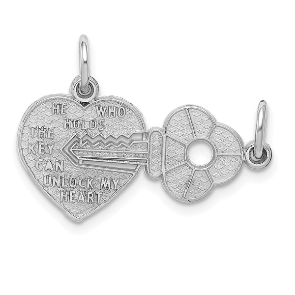 14KT White Gold 18X23MM Break-Apart Heart Key Charm