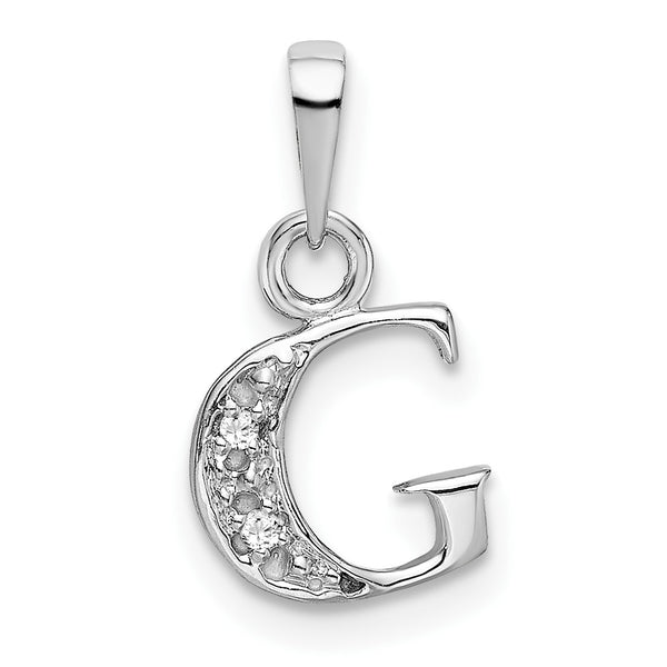 14KT White Gold 1/100 CTW 15X8MM Initial Pendant-Chain Not Included; Initial G