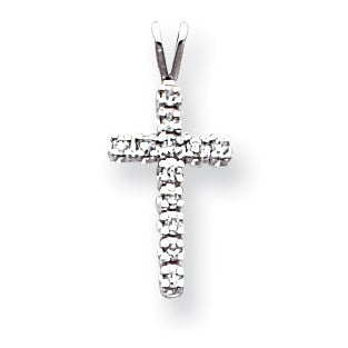 14KT White Gold 1/10 CTW 20X10MM Cross Pendant-Chain Not Included