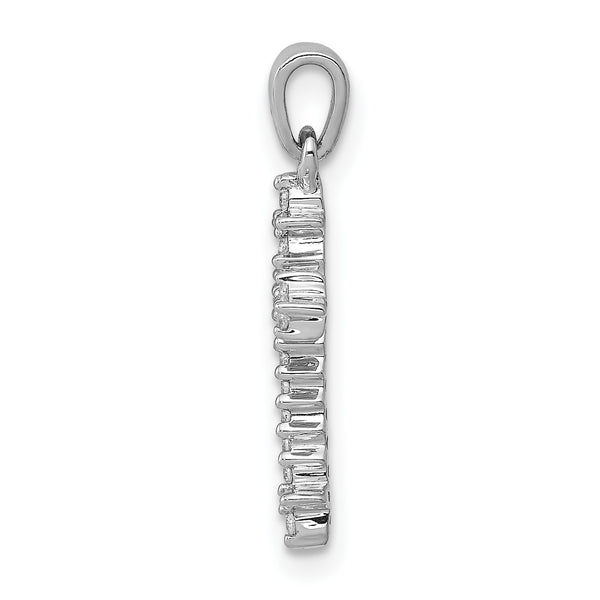 14KT White Gold 1/10 CTW Fleur De Lis Cross Pendant-Chain Not Included