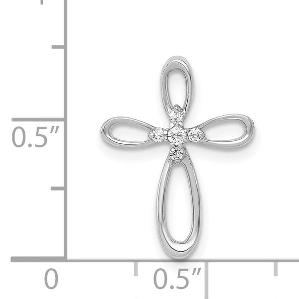 14KT White Gold 1/20 CTW Cross Pendant-Chain Not Included