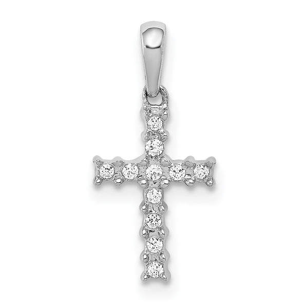 14KT White Gold 1/20 CTW Cross Pendant-Chain Not Included