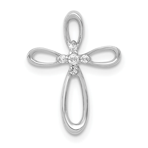 14KT White Gold 1/20 CTW Cross Pendant-Chain Not Included