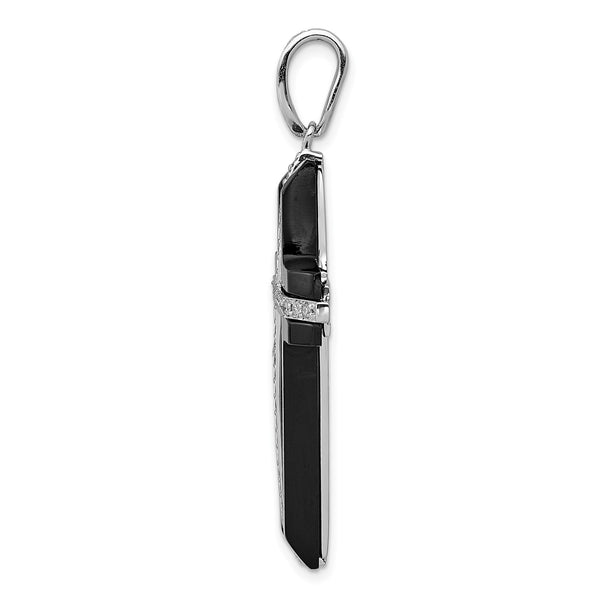 14KT White Gold 1/4 CTW Onyx Cross Pendant-Chain Not Included