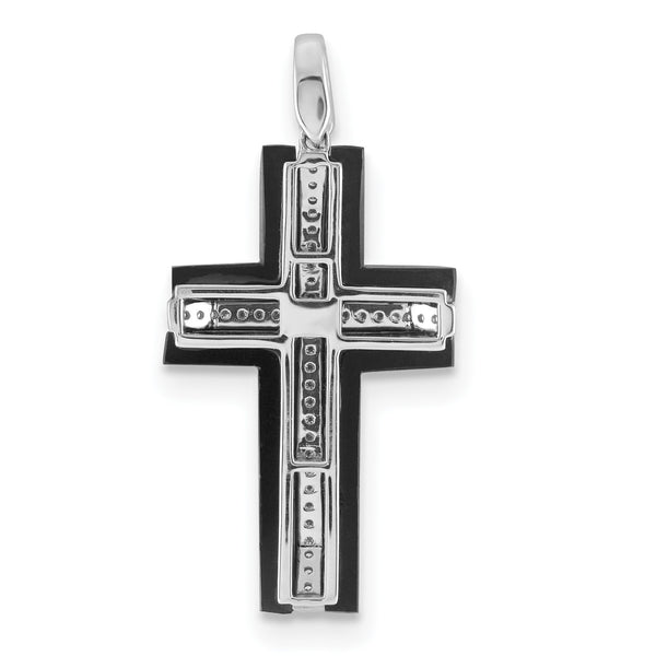 14KT White Gold 1/4 CTW Onyx Cross Pendant-Chain Not Included