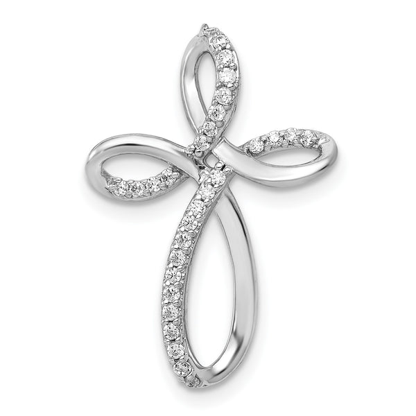 14KT White Gold 1/6 CTW Cross Pendant-Chain Not Included