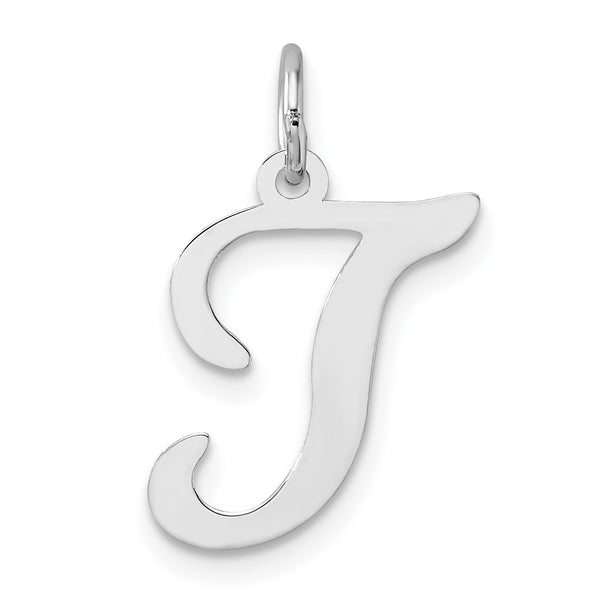 14KT White Gold 20X11MM Initial Pendant-Chain Not Included; Initial T