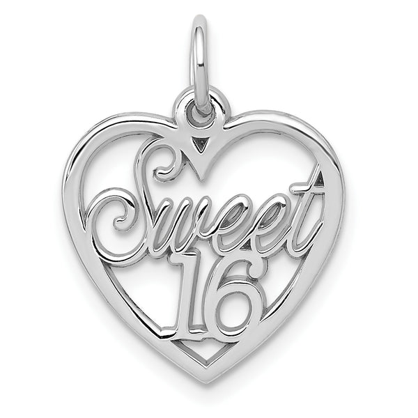14KT White Gold 22X16MM Sweet 16 Heart Charm