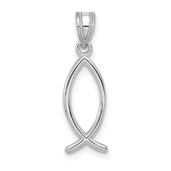 14KT White Gold 23X8MM Ichthus Fish Pendant-Chain Not Included