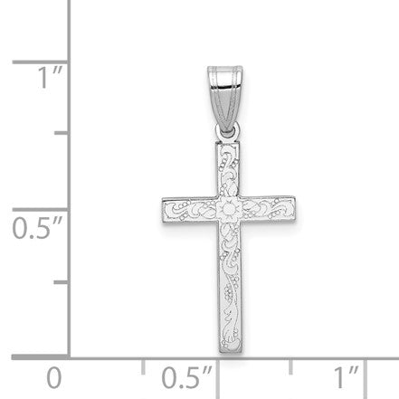 14KT White Gold 25X12MM Cross Pendant-Chain Not Included