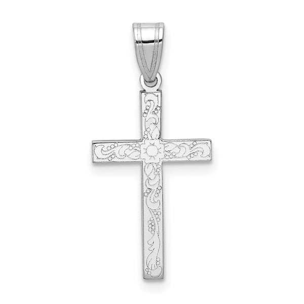 14KT White Gold 25X12MM Cross Pendant-Chain Not Included