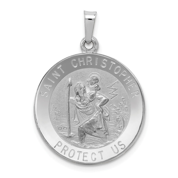 14KT White Gold 28X21MM Medal Saint Christopher Pendant-Chain Not Included