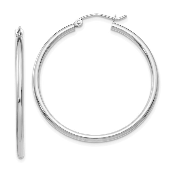14KT White Gold 35X2MM Hoop Earrings