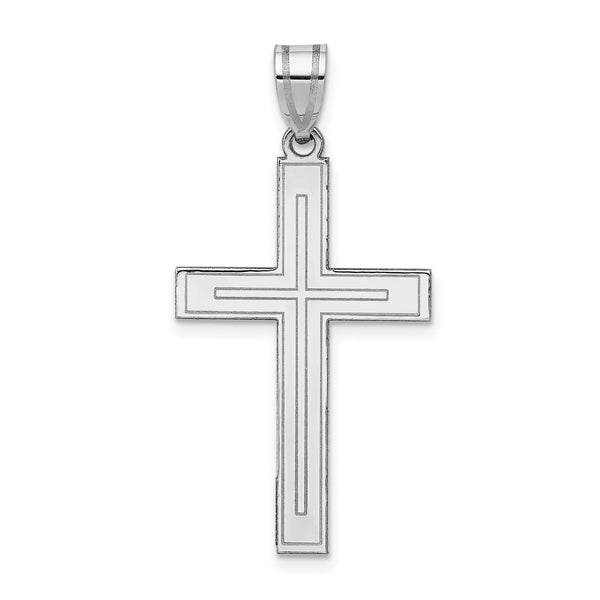 14KT White Gold 36X18MM Cross Pendant-Chain Not Included