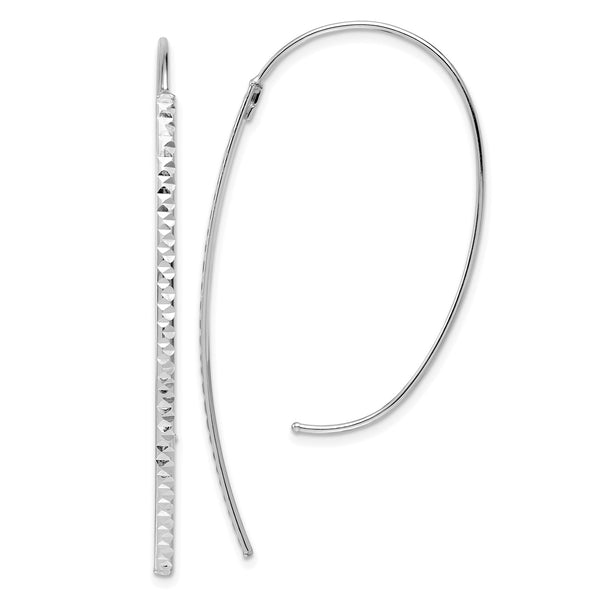 14KT White Gold 55X27MM Diamond-cut Threader Earrings
