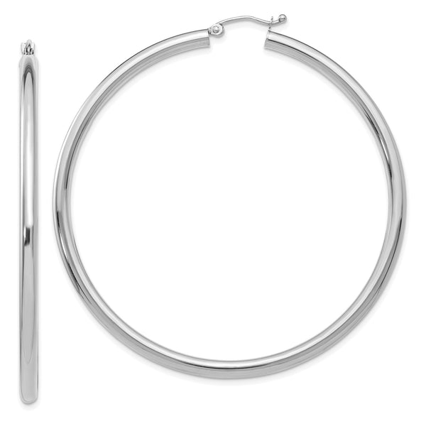 14KT White Gold 60X3MM Hoop Earrings