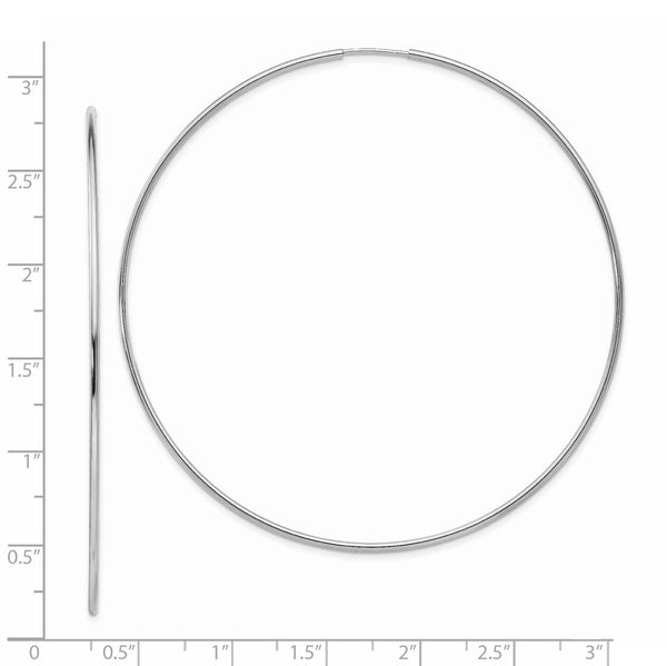 14KT White Gold 68.3X1.2MM Hoop Earrings