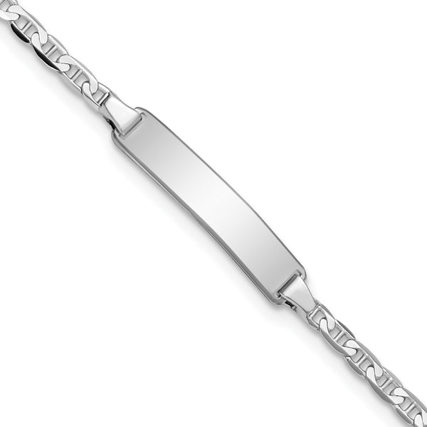 14KT White Gold 6" 4.5MM Anchor Link ID Bracelet