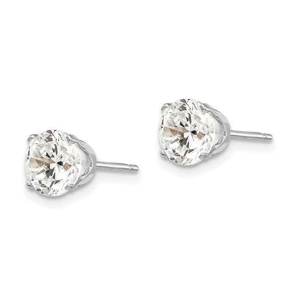 14KT White Gold 6.5MM Round Cubic Zirconia Stud Earrings