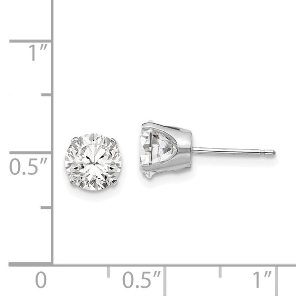 14KT White Gold 6.5MM Round Cubic Zirconia Stud Earrings