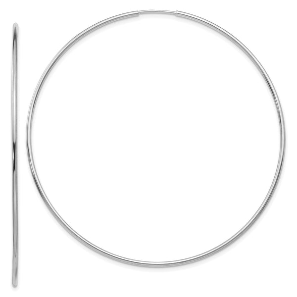 14KT White Gold 74X1.2MM Hoop Earrings