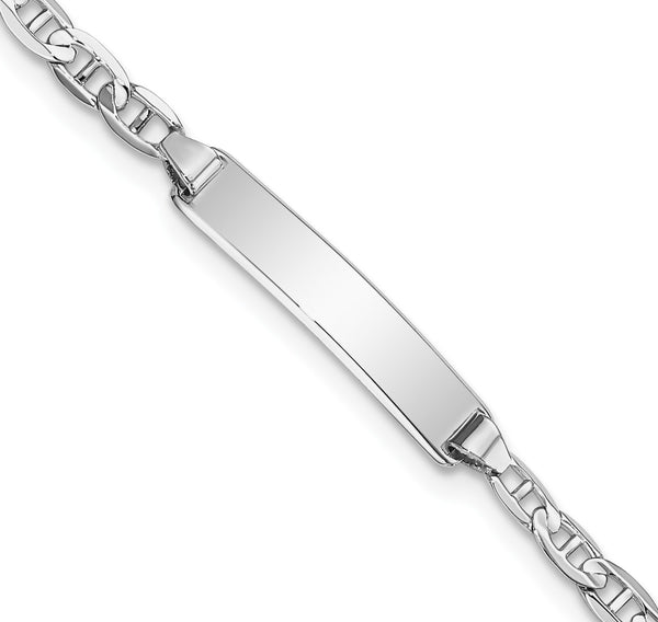 14KT White Gold 7" 4.3MM Anchor Link ID Bracelet