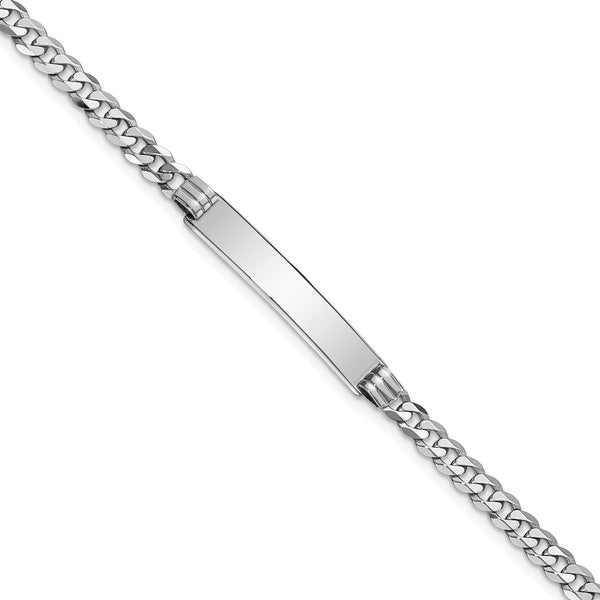 14KT White Gold 7" 5MM Flat Curb ID Bracelet