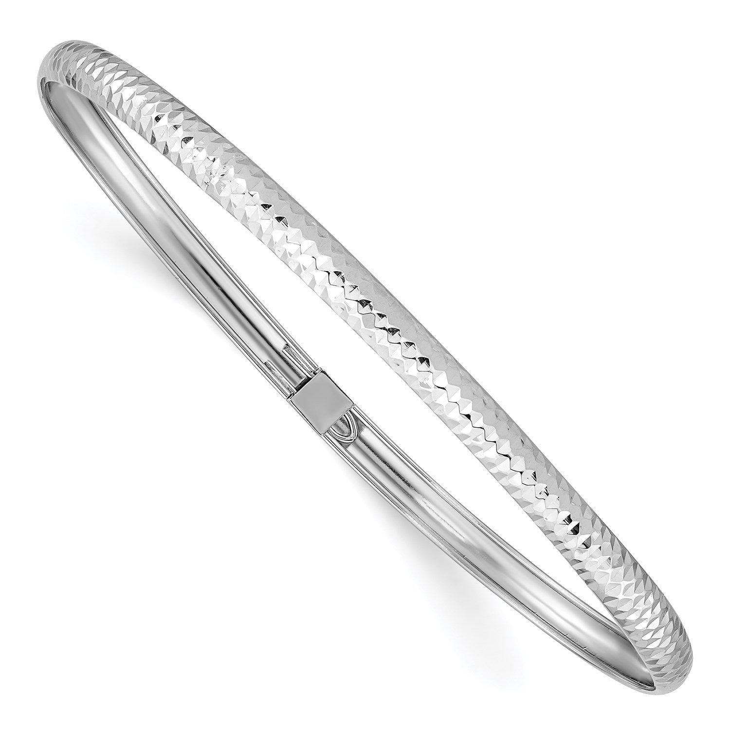 14KT White Gold 7.5-inch 4MM Flexible Bangle Bracelet