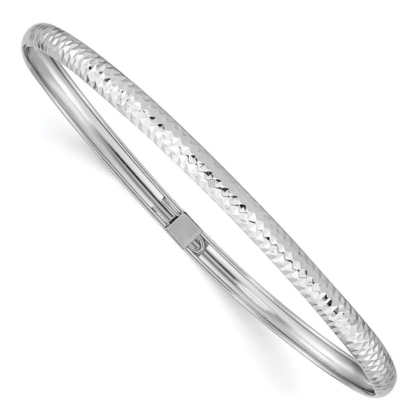 14KT White Gold 7.5" 4MM Flexible Bangle Bracelet