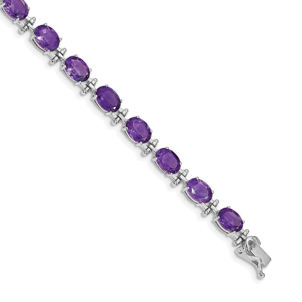 14KT White Gold 7" Amethyst Bracelet