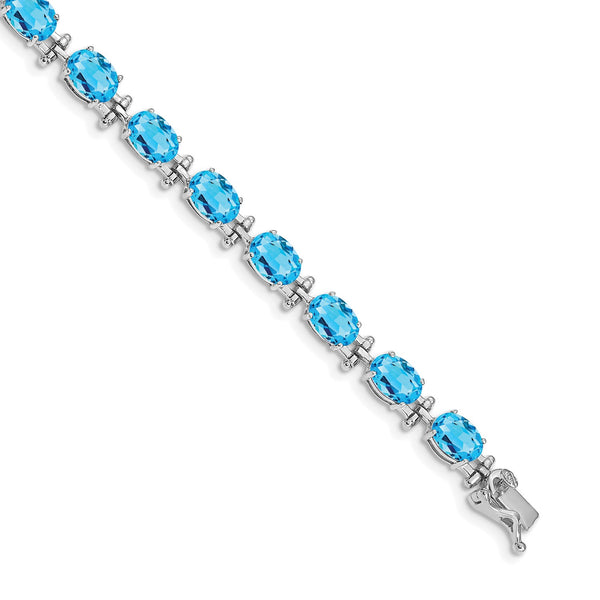 14KT White Gold 7" Swiss Blue Topaz Bracelet