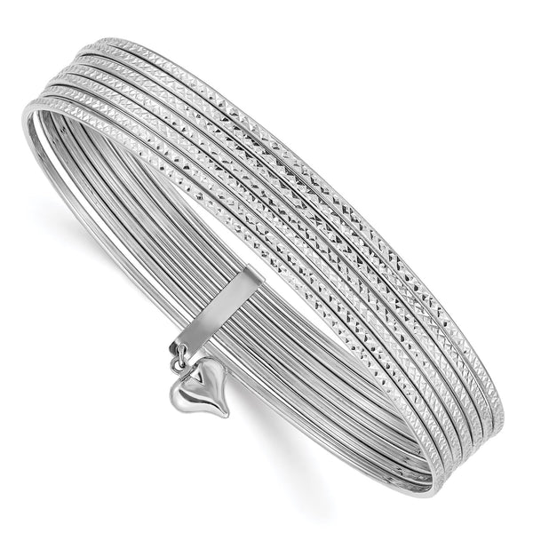 14KT White Gold 8" 1MM Bangle Seminario Bracelet