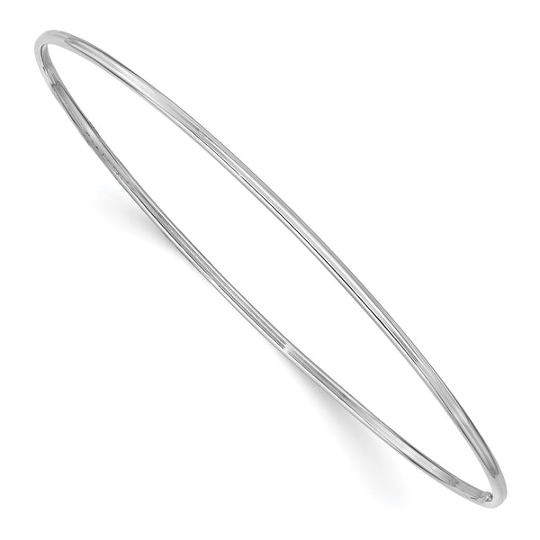 14KT White Gold 8" 1.5MM Bangle Slip-On Bracelet